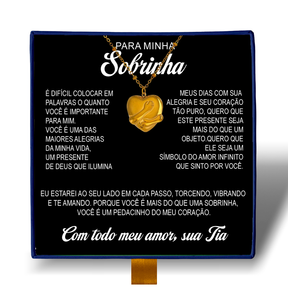 Minha Sobrinha  - Colar Coração Abraçado Banhado a Ouro 18k