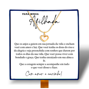 Para Minha Afilhada - Colar Coração Pérola Banhado a Ouro 18k