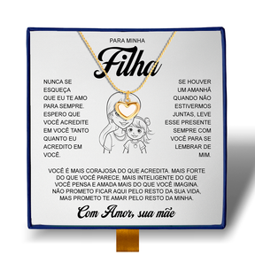 Para Minha Filha - Colar Coração Pérola Banhado a Ouro 18k