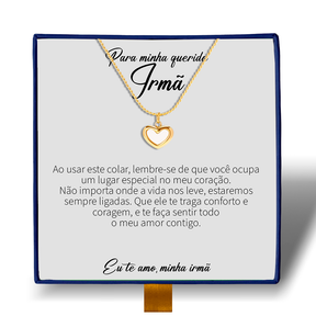 Para Minha Irmã - Colar Coração Pérola Banhado a Ouro 18k