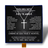 Para Meu Neto- Colar Cruz Banhado a Ouro Branco 18k