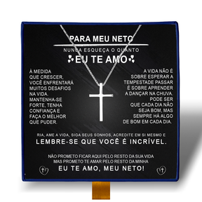 Para Meu Neto- Colar Cruz Banhado a Ouro Branco 18k