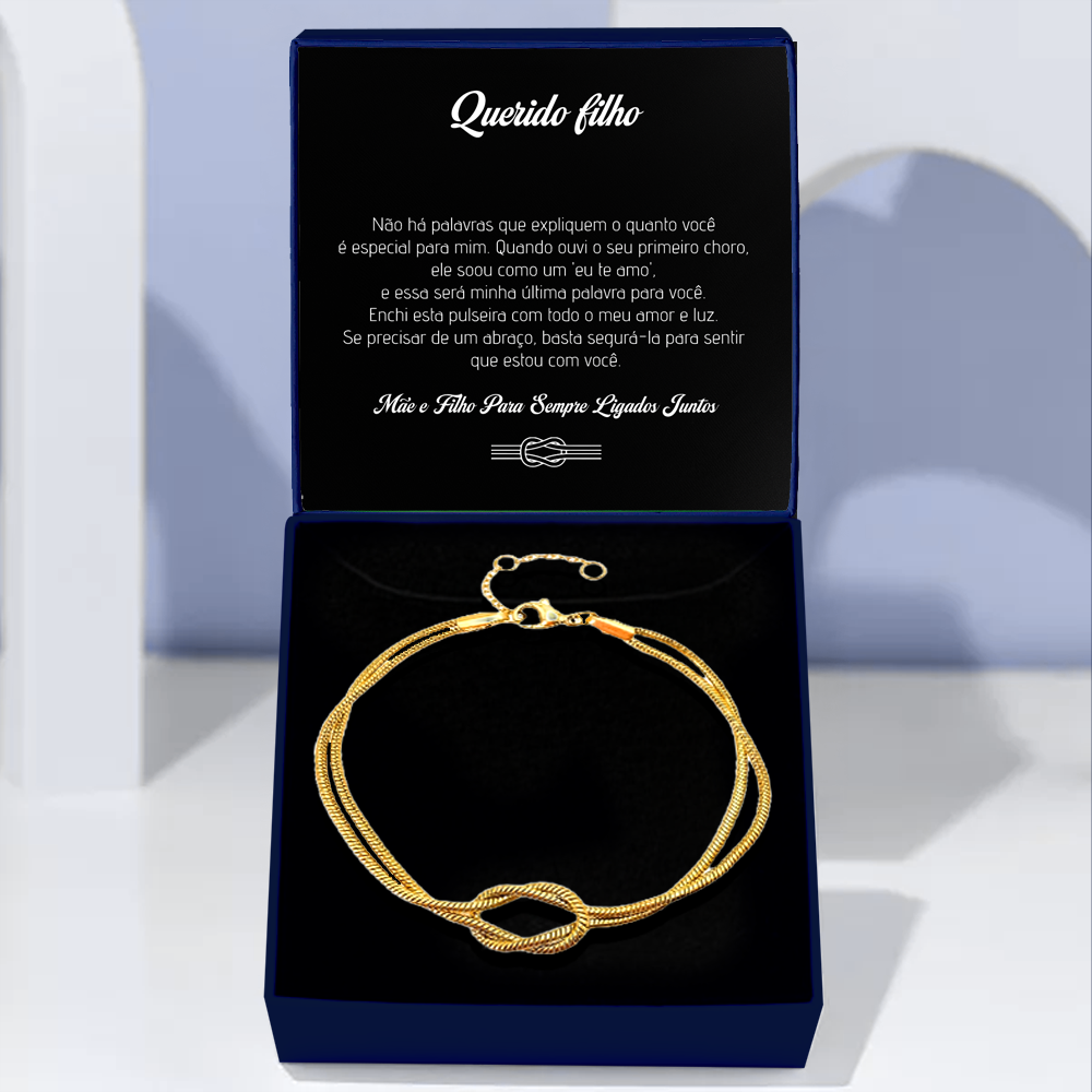Querido Filho  - Pulseira Laço Banhada a Ouro 14k