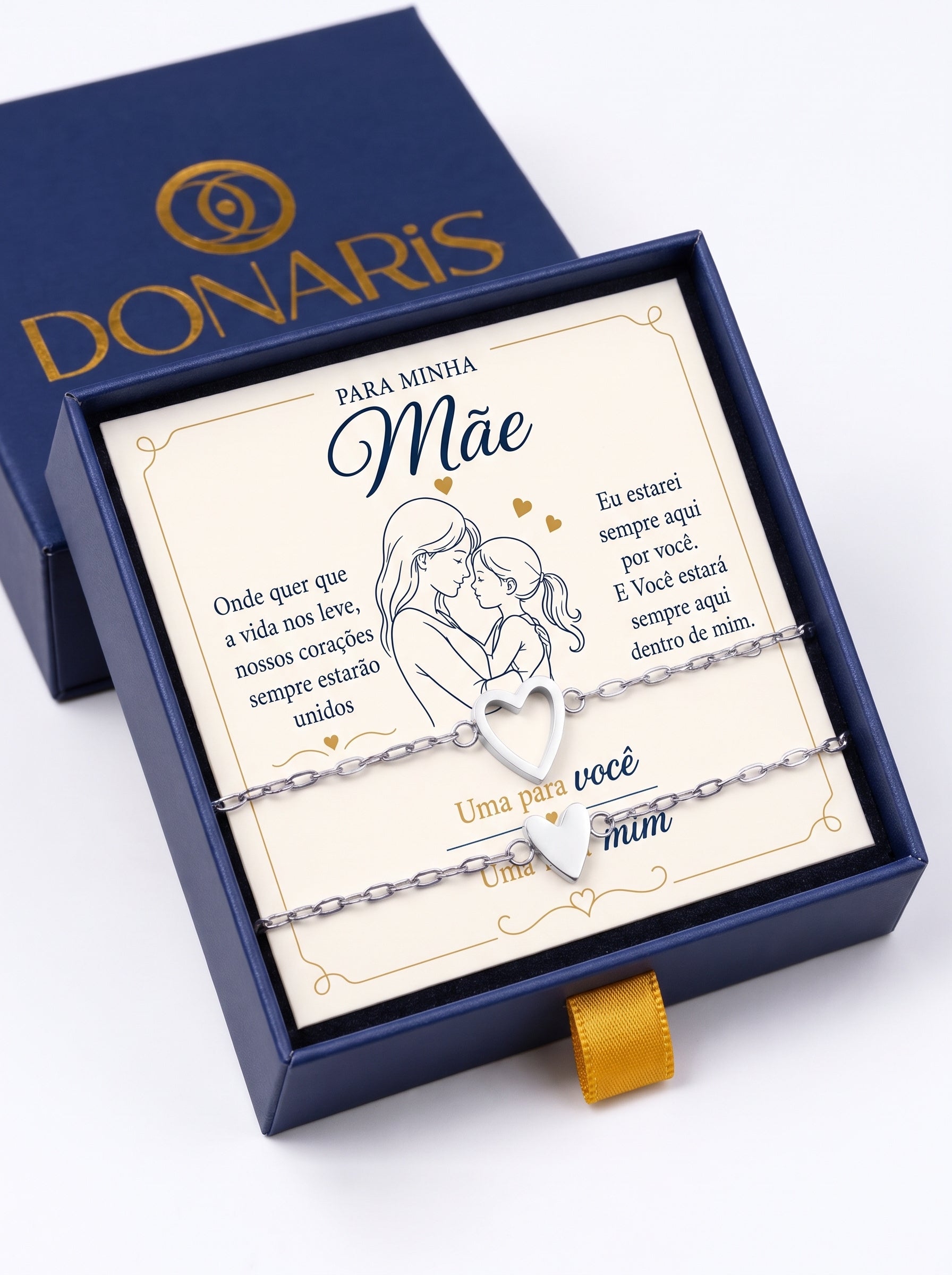 Para Minha Mãe - Pulseira Corações Ligados Banhado a Ouro 18k