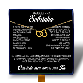 Minha Sobrinha - Colar Duplo Coração Entrelaçados Banhado a Ouro 18k