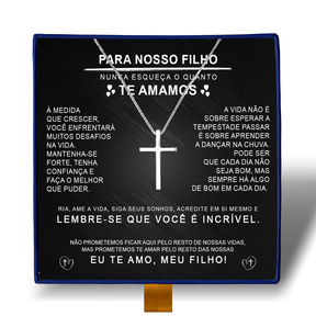 Para Meu Filho- Colar Cruz Banhado a Ouro Branco 18k