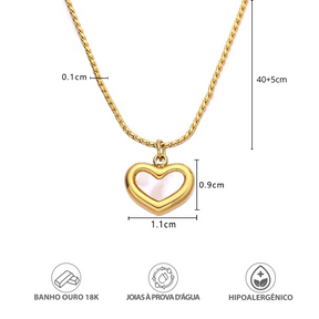 Para Minha Filha - Colar Coração Pérola Banhado a Ouro 18k
