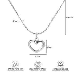Para Minha Filha - Colar Coração Pérola Banhado a Ouro Branco 18k