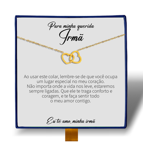 Para Minha Irmã - Colar Duplo Coração Entrelaçados Banhado a Ouro 18k