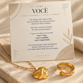 Para Você - Kit Abraço Eterno Colar + Anel Banhado a Ouro 18k