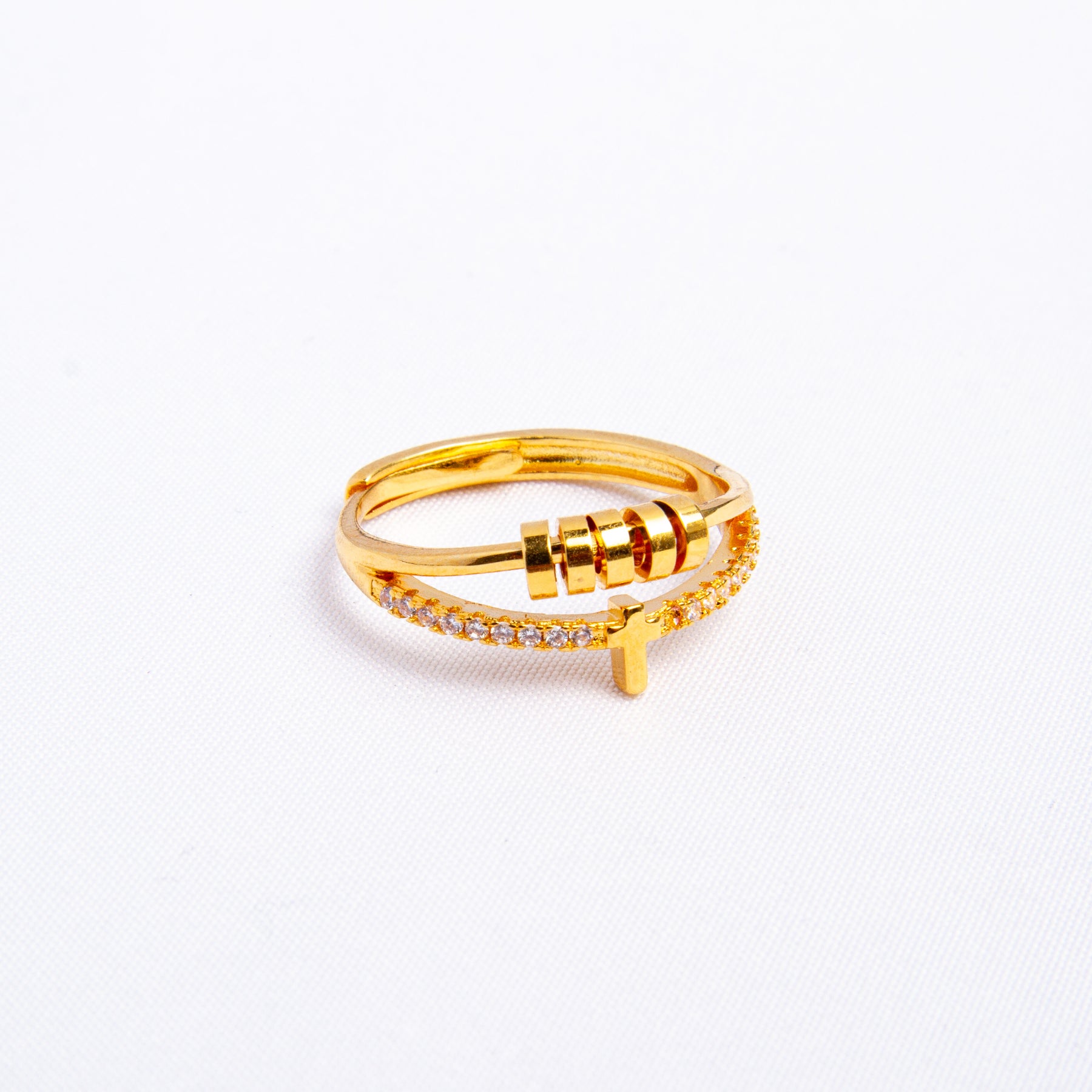 Anel Anti Ansiedade Cruz Banhado a Ouro 18k