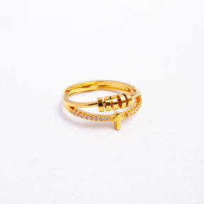 Anel Anti Ansiedade Cruz Banhado a Ouro 18k