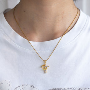 Minha Neta - Colar Cruz do Rei Anti-Stress Banhado a Ouro 18k