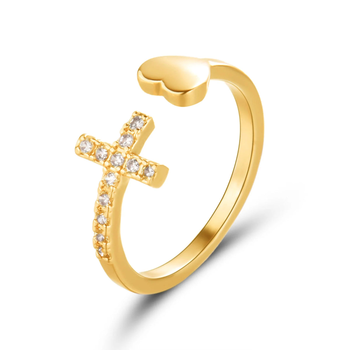 Anel Amor e Fé Ajustável Banhado a Ouro 18k