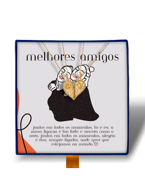 Para Melhor Amiga - Colar Lua e Sol Banhado a Ouro 18k - Conjunto 2 Colares