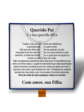 Para Meu Pai - Colar Americano Banhado a Ouro Branco 18k Filha