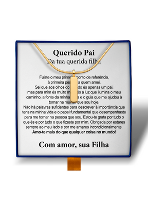 Para Meu Pai - Colar Americano Banhado a Ouro Branco 18k Filha
