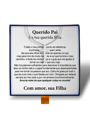 Para Meu Pai - Colar Cruz Masculino Banhado a Ouro Branco 18k - Filha