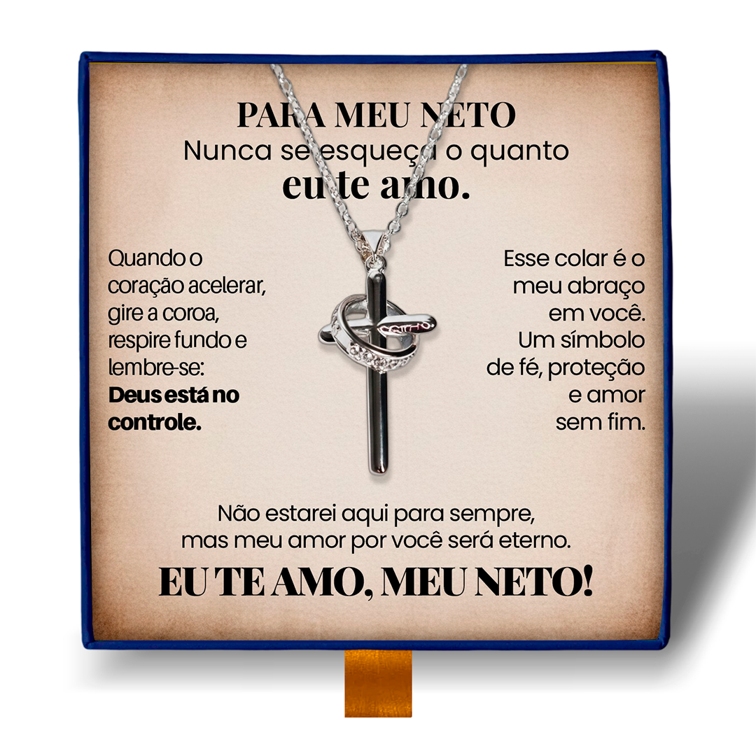 Para Meu Neto- Colar Cruz Antiansiedade Banhado a Ouro 18k