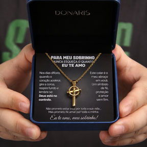Para Meu Sobrinho - Colar Cruz Anti-Stress Banhado a Ouro 18k