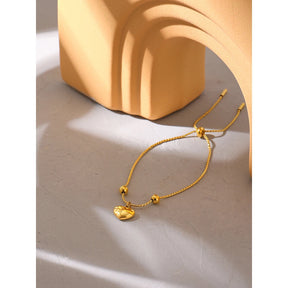 Pulseira Coração Pérola Banhado em Ouro 18k