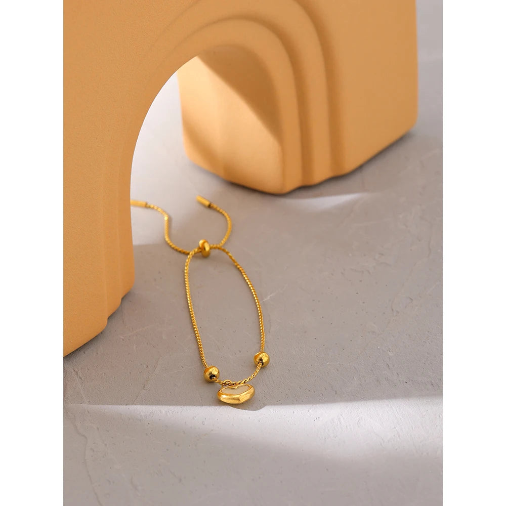 Pulseira Coração Pérola Banhado em Ouro 18k