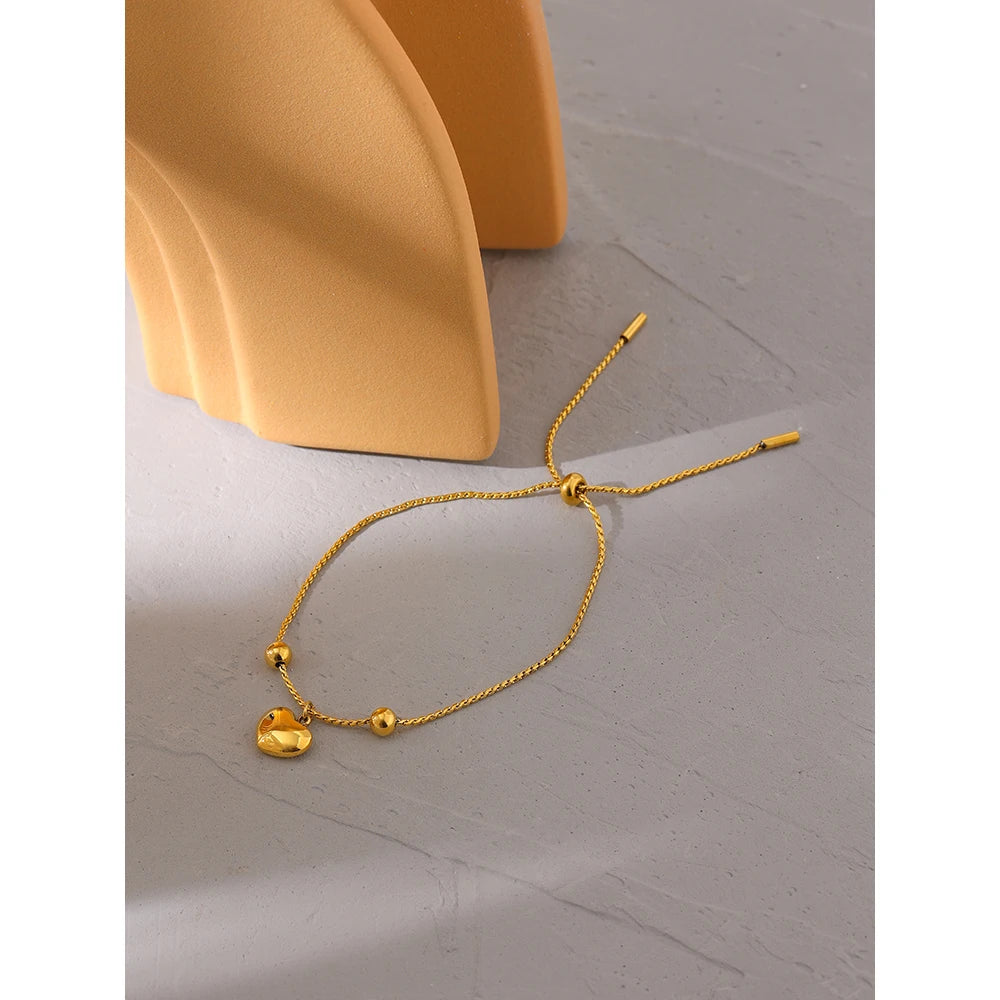 Pulseira Coração Pérola Banhado em Ouro 18k