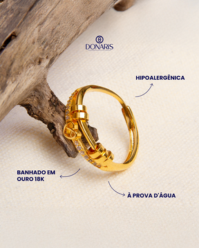 Para Filha - Anel Anti Ansiedade Amor Infinito Banhado a Ouro 18k