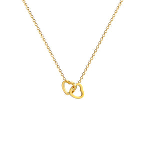 Para Minha Mãe - Colar Coração Duplo Coração Entrelaçado Banhado a Ouro 18k