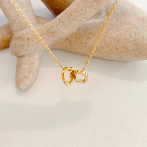 Para Minha Mãe - Colar Coração Duplo Coração Entrelaçado Banhado a Ouro 18k