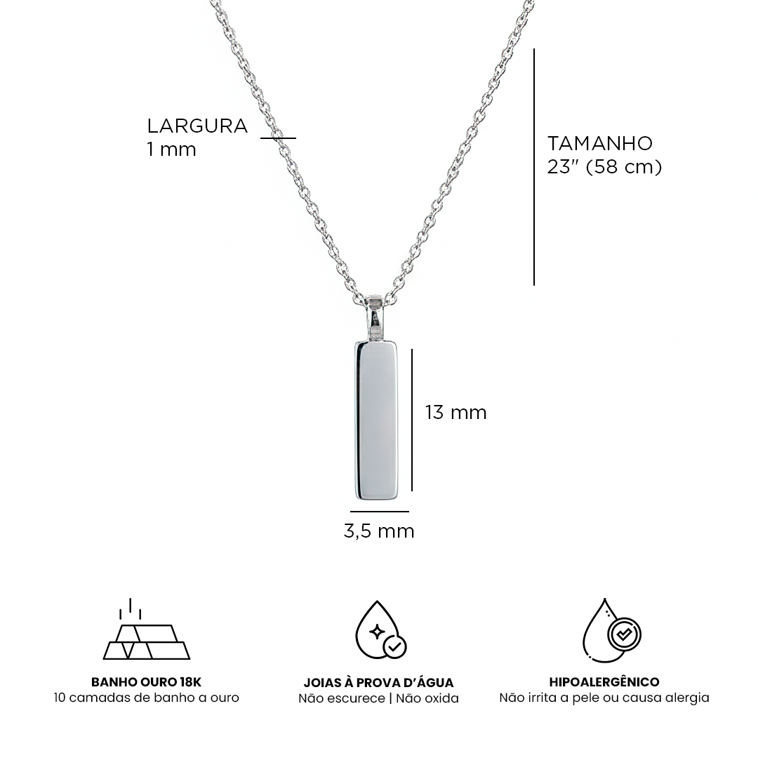 Para Meu Pai - Colar Americano Banhado a Ouro Branco 18k Filha