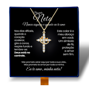 Minha Neta - Colar Cruz do Rei Antiansiedade Banhado a Ouro 18k