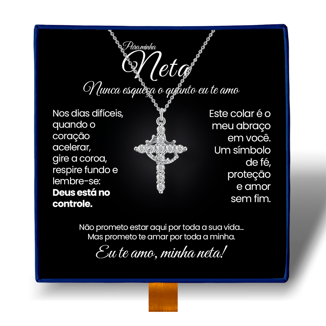 Minha Neta - Colar Cruz do Rei Antiansiedade Banhado a Ouro 18k