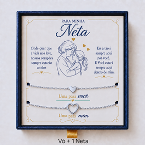 Para Minha Neta- Pulseira Corações Ligados Banhado a Ouro 18k