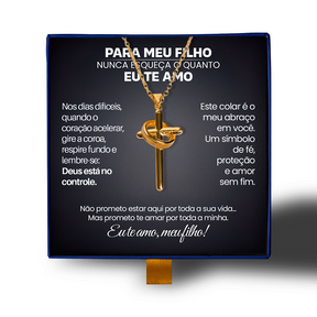 Para Meu Filho- Colar Cruz Antiansiedade Banhado a Ouro 18k