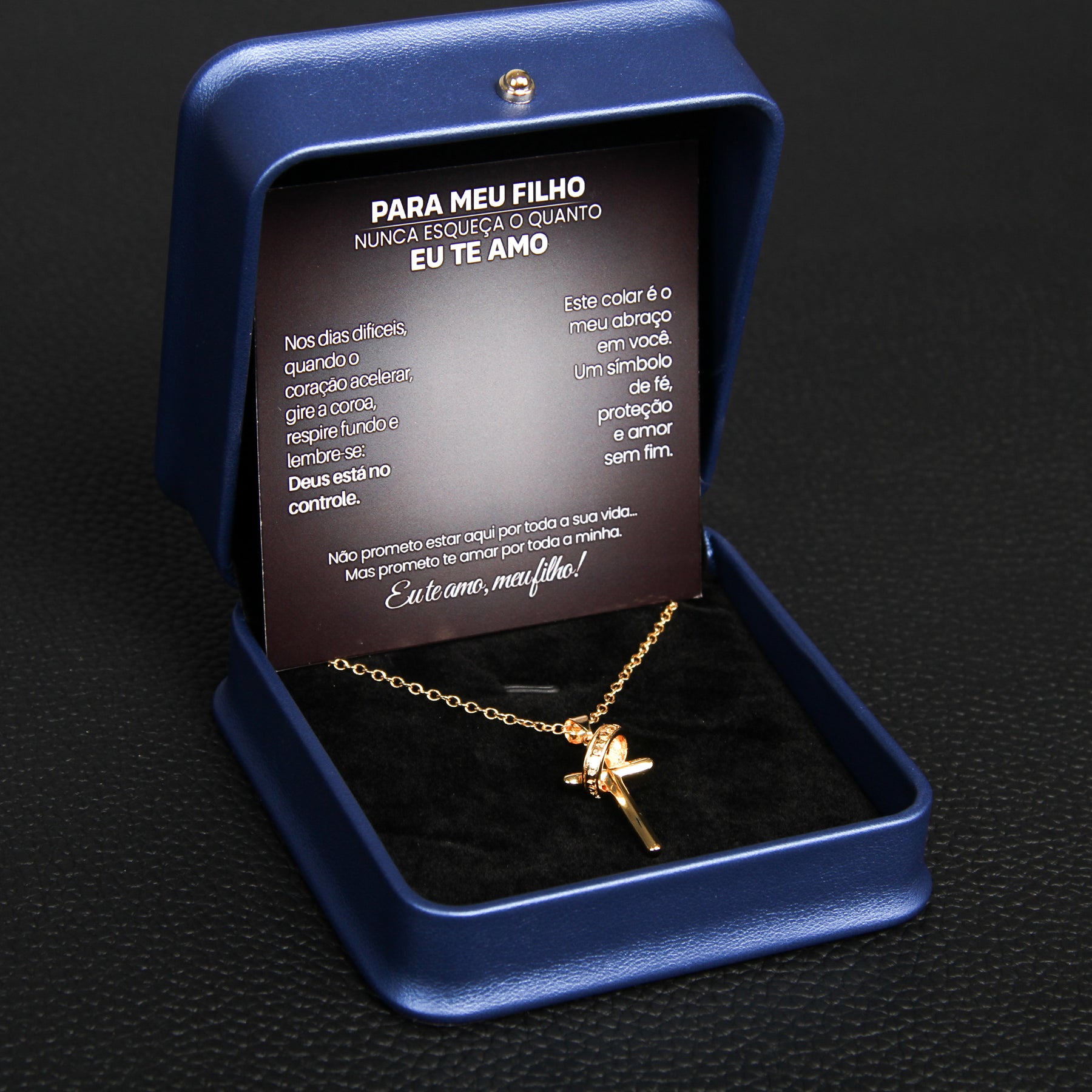 Para Meu Filho- Colar Cruz Antiansiedade Banhado a Ouro 18k