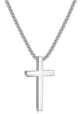 Colar Cruz Masculino Banhado a Ouro Branco 18k
