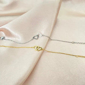 Pulseira Duplo Coração Entrelaçados Banhado a Ouro 18k