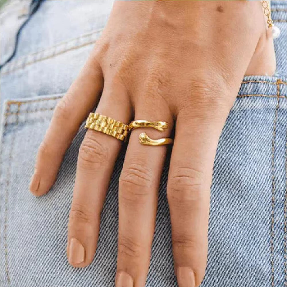 Kit Abraço Eterno Colar + Anel Banhado a Ouro 18k